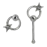 Silver nose piercing with Crystal. Length:6,5mm. Cross-section:0,6mm. Width:5mm.  Eternal Loop Eternity Everlasting Braided Intertwined 8 Star