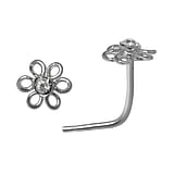 Silver nose piercing Silver 925 Crystal Flower