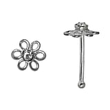 Silver nose piercing Silver 925 Crystal Flower