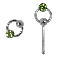 Zilveren Neus Piercing met Kristal. Lengte:6,5mm. Doorsnede:0,6mm. Breedte:5mm.  eeuwig oneindig oneindigheid eindeloos eindeloosheid eeuwigheid lemniscaat liggende acht 8