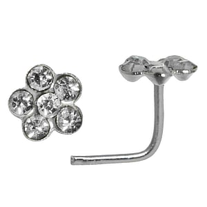 Silver nose piercing Silver 925 Crystal Flower