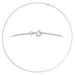 Silver necklace Cross-section:1,4mm. Minimal transverse diameter:1,4mm. Minimal longitudinal diameter:3,6mm. Flat.