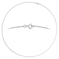 Silber-Halskette Querschnitt :1,4mm. Gewicht:2,3g. Min. Quer-Durchmesser:1,4mm. Min. Längs-Durchmesser:3,6mm. Flach.