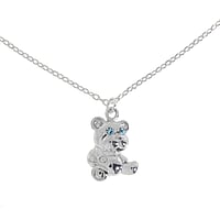 Uit Zilver 925 met Kristal. Lengte:42cm. Doorsnede:1,1mm. Breedte:8,9mm. Min. dwarsdoorsnede:0,6mm. Min. lengtedoorsnede:3mm.  Beer Beertje Teddy Teddybeer