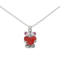 Out of Silver 925 with Crystal and Enamel. Length:42cm. Cross-section:1,1mm. Width:8,3mm. Minimal transverse diameter:0,6mm. Minimal longitudinal diameter:3mm.  Bear Teddy Teddy bear Heart Love