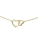 Collana d'argento placcato oro con Dorato. Larghezza:15mm. Lunghezza:42cm. brillante.  Cuore Amore