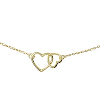 Vergoldete Silber Halskette mit Gold-Beschichtung (vergoldet). Breite:15mm. Länge:42cm. Glänzend.  Herz Liebe