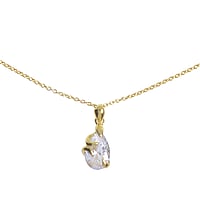Necklace out of Silver 925 with Gold-plated and Crystal. Cross-section:1,1mm. Width:7mm. Length:42cm.  Drop drop-shape waterdrop