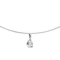 Necklace out of Silver 925 with Crystal. Cross-section:1,1mm. Width:7mm. Length:42cm. Stone(s) are fixed in setting.  Drop drop-shape waterdrop