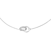 Necklace out of Silver 925 with Crystal. Width:21mm. Length:42cm. Shiny.  Eternal Loop Eternity Everlasting Braided Intertwined 8