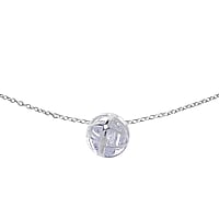 Collier en Argent 925 avec Cristal. Coupe transversale :1,1mm. Largeur:10mm. Longueur:42cm.