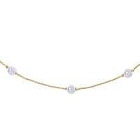 Necklace out of Silver 925 with Gold-plated and Synthetic Pearls. Cross-section:1,1mm. Length:42cm.