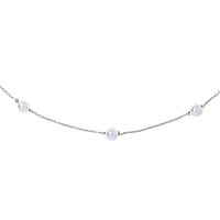 Halskette aus Silber 925 mit Synthetische Perle. Querschnitt :1,1mm. Länge:42cm.