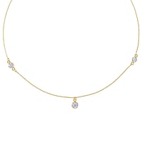 Necklace out of Silver 925 with Gold-plated and Crystal. Cross-section:1,1mm. Diameter:6mm. Length:41cm.