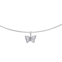 Necklace out of Silver 925 with Crystal. Cross-section:1,1mm. Width:8mm. Length:42cm.  Butterfly
