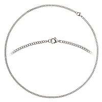 Necklace out of Stainless Steel. Cross-section:3,1mm. Minimal transverse diameter:2,0mm. Minimal longitudinal diameter:5,1mm.