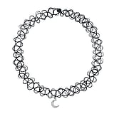 Choker Kunststoff Silber 925 Zirkonia Mond Halbmond