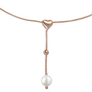 EraOra Collier Argent 925 Perle synthtique Revtement PVD (couleur or) Coeur Amour