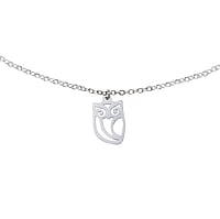 Collier en Acier inoxydable. Coupe transversale :1,5mm. Largeur:9mm. Longueur:45-50,5cm.  Chouette Hibou Grand duc