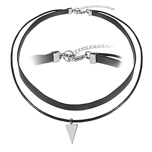Choker Stainless Steel Leather Triangle