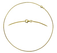 Silver necklace with PVD-coating (gold color). Cross-section:1,2mm. Minimal transverse diameter:1,2mm. Minimal longitudinal diameter:3mm.