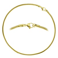 Halskette aus Edelstahl mit PVD Beschichtung (goldfarbig). Querschnitt :3,2mm. Min. Quer-Durchmesser:4,1mm. Min. Längs-Durchmesser:6,1mm.