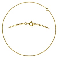 Edelstahl Halskette mit PVD Beschichtung (goldfarbig). Querschnitt :1,5mm. Min. Quer-Durchmesser:0,8mm. Min. Längs-Durchmesser:3,0mm. Flach.