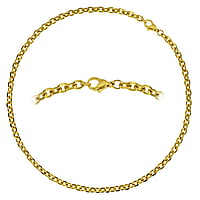 Necklace out of Stainless Steel with PVD-coating (gold color). Cross-section:4,4mm. Minimal transverse diameter:4,4mm. Minimal longitudinal diameter:6mm.