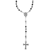 Necklace out of Stainless Steel with Gemstone. Width:21mm. Length:60cm.  Cross