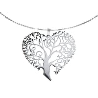 Necklace out of Stainless Steel. Width:60mm. Length:70/75cm. Adjustable length. Shiny.  Tree Tree of Life Heart Love