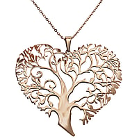 Necklace out of Stainless Steel with PVD-coating (gold color). Width:60mm. Length:70/75cm. Adjustable length. Shiny.  Heart Love Tree Tree of Life