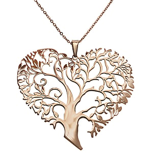 Collana Acciaio inox Rivestimento PVD (colore oro) Cuore Amore Albero Albero_della_vita