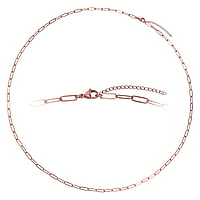 Ketting uit Staal met PVD laag (goudkleurig). Doorsnede:4mm. Min. dwarsdoorsnede:4,1mm. Min. lengtedoorsnede:5,1mm. Lengte verstelbaar.