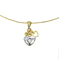 Necklace out of Silver 925 with Gold-plated and Premium crystal. Width:10cm. Length:42-47cm. Adjustable length. Shiny.  Heart Love
