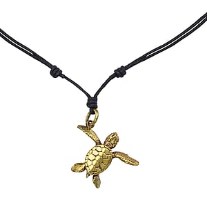 Necklace Leather Brass Turtle Tortoise