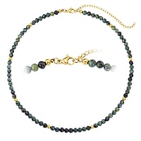 Stein Halskette aus Edelstahl mit PVD Beschichtung (goldfarbig) und Jade. Durchmesser:4,8mm. Lnge:38-45cm. Lnge verstellbar. Glnzend.