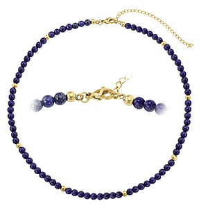 Stone necklace Stainless Steel PVD-coating (gold color) Lapis Lazuli