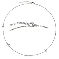 Halskette aus Edelstahl mit Kristall. Länge:40-43cm. Länge verstellbar. Stein(e) durch Fassung fixiert.  Kreuz Blume Stern