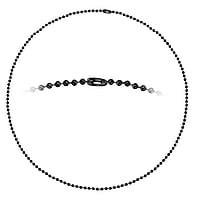 Chaîne en Acier inoxydable avec Revêtement PVD noir. Coupe transversale :2,4mm. Poids:2,8g. Diamètre transversal minimal:2,5mm. Diamètre longitudinal minimal:2,5mm. Poli mat.