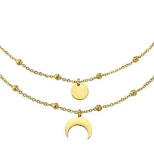 Necklace Stainless Steel PVD-coating (gold color) Moon Half_moon Half-moon