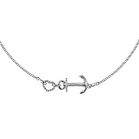 PAUL HEWITT Necklace out of Silver 925. Width:12mm. Length:41-46cm. Adjustable length. Stone(s) are fixed in setting.  Anchor rope ship boat compass