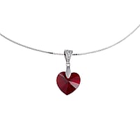 Necklace out of Silver 925 with Premium crystal and Crystal. Width:10mm. Length:45,5cm. Shiny. Stone(s) are fixed in setting.  Heart Love