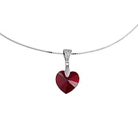 Collier en Argent 925 avec Cristal premium et Cristal. Largeur:10mm. Longueur:45,5cm. brillant. Pierre(s) fixe(s) par la monture.  Coeur Amour