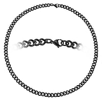 Halskette aus Edelstahl mit PVD Beschichtung (schwarz). Querschnitt :5,8mm. Min. Quer-Durchmesser:2,5mm. Min. Lngs-Durchmesser:9,1mm. Glnzend.