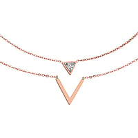 Halskette aus Edelstahl mit PVD Beschichtung (goldfarbig) und Zirkonia. Breite:15mm. Lnge:38-43cm. Lnge verstellbar.  Dreieck