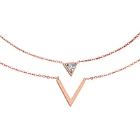 Collier en Acier inoxydable avec Revtement PVD (couleur or) et Zircon. Largeur:15mm. Longueur:38-43cm. Longueur ajustable.  Triangle