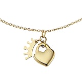 Halsketting Staal PVD laag (goudkleurig) kroon hart liefde