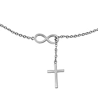 Collana in Acciaio inox. Lunghezza:45-50cm. Lunghezza variabile. brillante.  Croce Eterno Eterna Passante Infinto Eternit Infinit Immensit Intrecciato Tortuoso 8