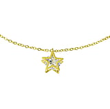 Halskette Edelstahl Zirkonia PVD Beschichtung (goldfarbig) Stern