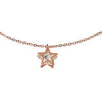 Necklace out of Stainless Steel with PVD-coating (gold color) and zirconia. Length:42-45cm. Width:12,5mm. Adjustable length. Stone(s) are fixed in setting. Shiny.  Star